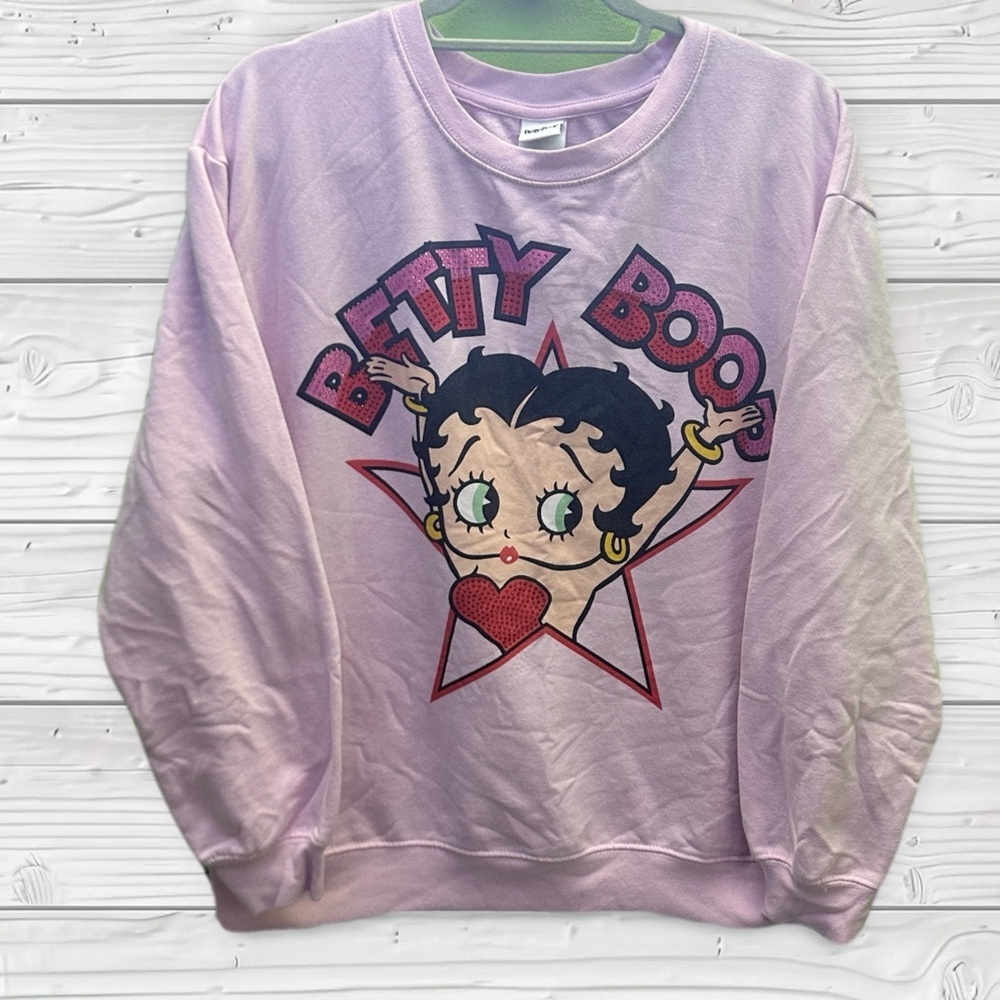 Betty Boop Sweater W/Rhinestones Women’s Light Pink Apparel size XXL